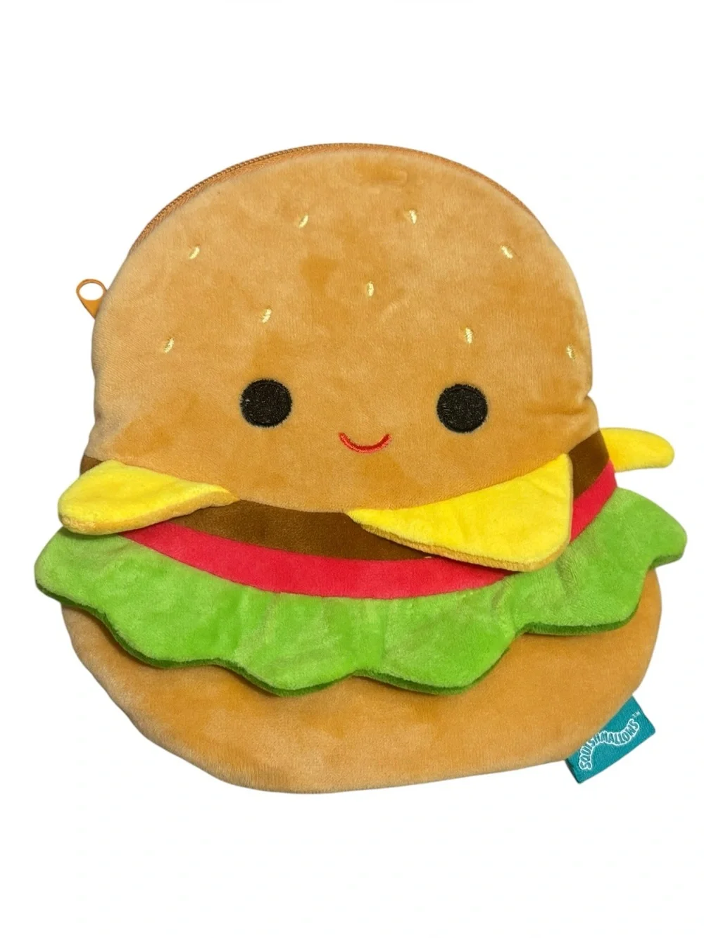 SQUISHMALLOWS Hamburger Zip Plush Pouch NWOT